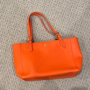 Tory Burch Orange Leather Tote Bag